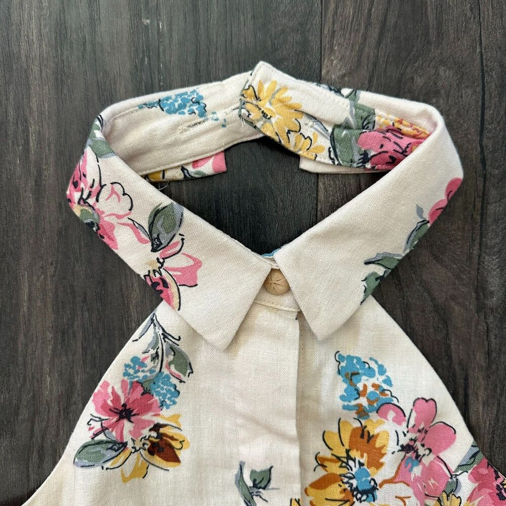 NWT House of Harlow Romper Linen Shorts Halter Backless Sleeveless Floral Size 6 - Picture 8 of 8